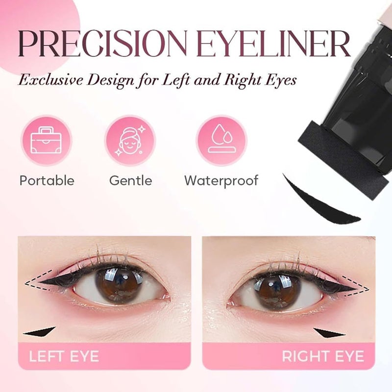 سكاي نيست مجموعة أقلام تحديد العيون الجل من سكاينيست، قطعتان، ختم تحديد عيون قابل للطي لرسم أجنحة مثالية، أداة تحديد عيون مقاومة للماء، قلم تحديد عيون مقاوم للتلطخ للمبتدئين (أسود + بني) - Image 3